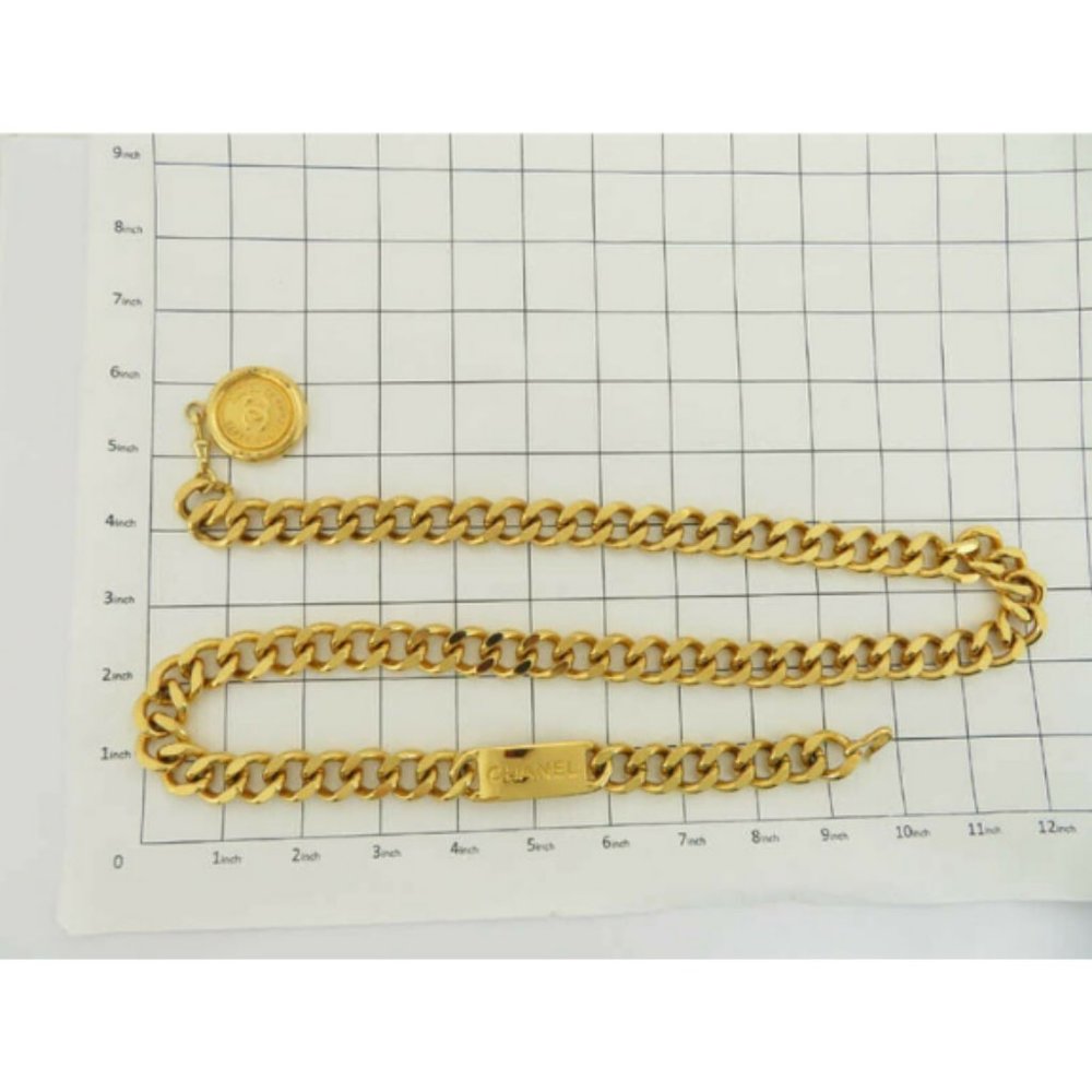 AUTH CHANEL VINTAGE CC MEDALLION CHAIN BELT - Picture 9 of 14